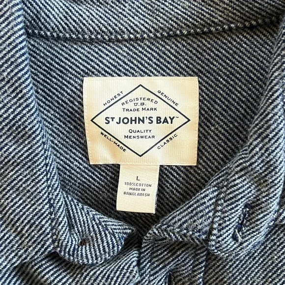 St. John's Bay Gray Casual Button Down Shirt - Picture 4 of 5